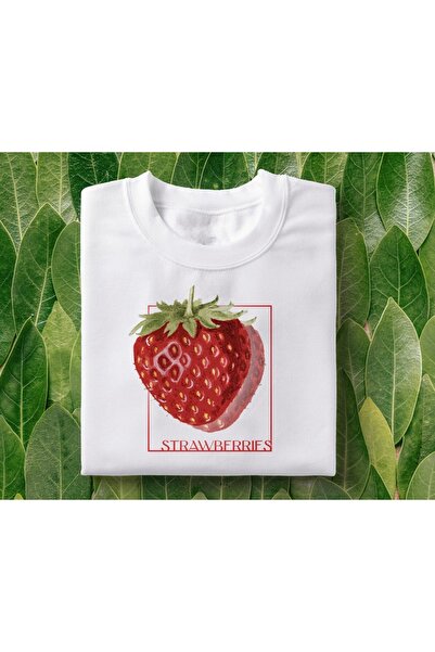 Grafftee Clothing تي شيرت للجنسين بطبعة فراولة مقاس كبير