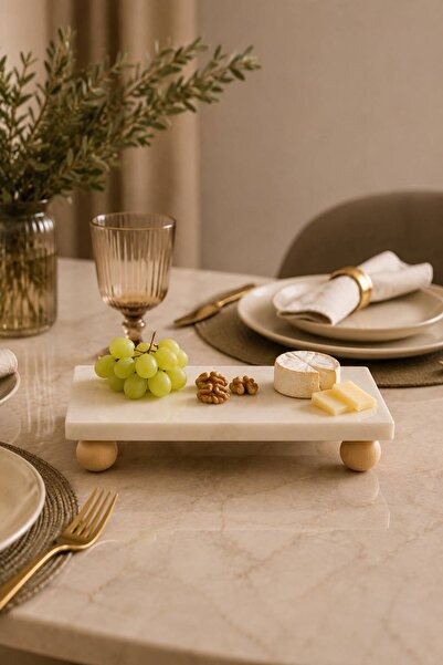 Luna Ahşap Ahşap Ayaklı Çimstone Sunumluk Ve Dekoratif Stand 30x15 cm