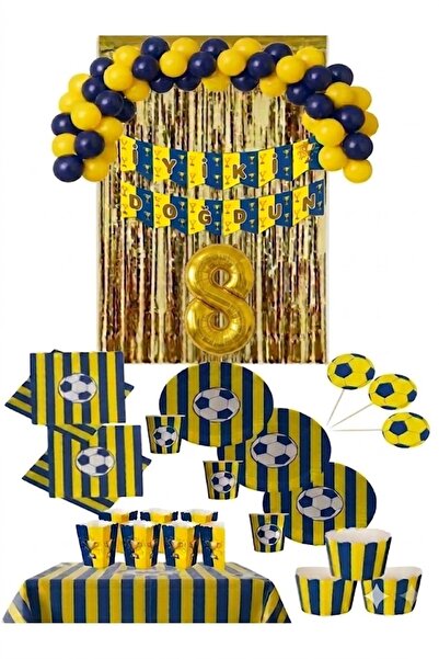 Mehca 8 Person Yellow Navy Blue Fan 8 Year Birthday Concept