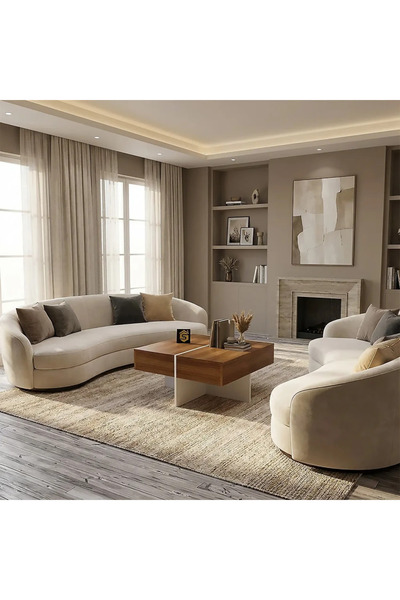 Stylish Home Modern Smart Coffee Table Brown and White Extendable Centre Tabl...