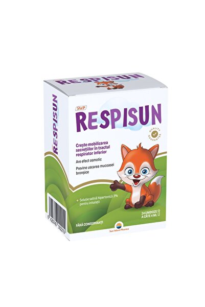 SUN WAVE PHARMA Respisun solutie salina hipertonica 3%, 24 doze,