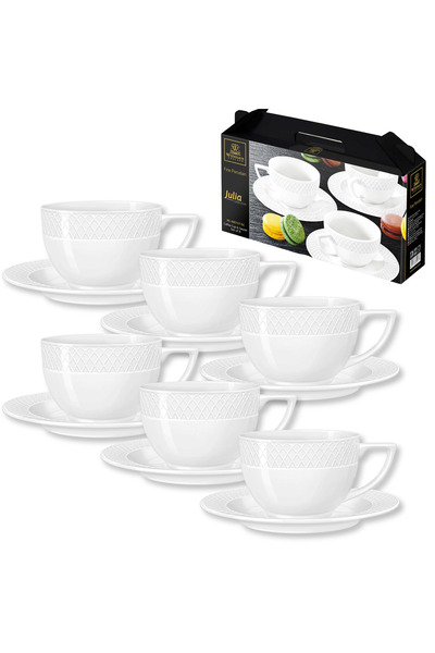 WILMAX ENGLAND Set 6 cești espresso cu farfurioare, porțelan, 90 ml, colecția...