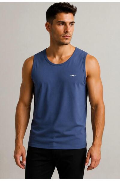 AXXEL Men's Indigo Sleeveless T-Shirt-D235