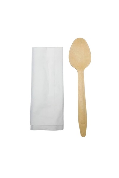 OEM SET TACAMURI DIN LEMN LINGURA+SERVETEL 100 BUC/SET
