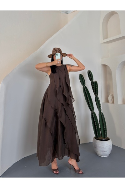LB Laluna Butik Women's Ruffled Long Bohemian Dress