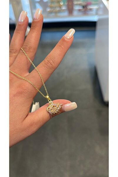 GLARE JEWELRY CO Swan Detailed Zircon Stone Pink Stone Detail Stainless Steel...