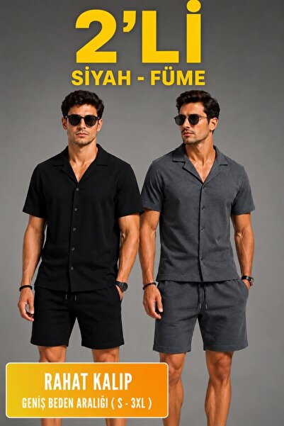 VELİZADE Men's Knitted Fabric 2-Piece Polo Collar Regular Fit Short Sleeve Sh...