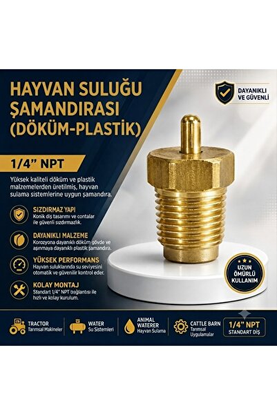 ERENHANÇERLİGLOBAL Hayvan Suluğu Şamandırası 1/4" NPT - Döküm-Plastik Dayanık...