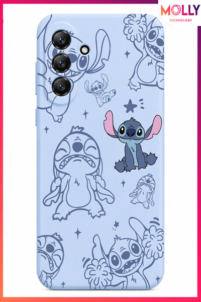 Molly SAMSUNG GALAXY A56 İçin Bebe Mavisi Stitch Tatlı Çılgınlık Desenli Sili...
