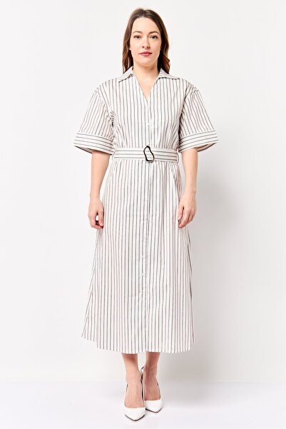 London Fog Women Stripe Shirt Dress, Multicolor