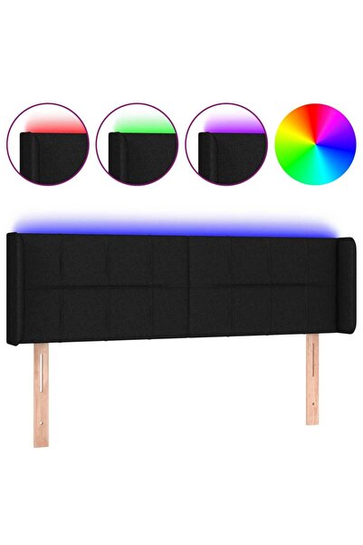 vidaxl Tăblie de pat cu LED, negru, 147x16x78/88 cm, textil
