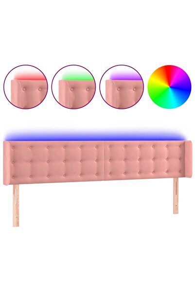 vidaxl Tăblie de pat cu LED, roz, 183x16x78/88 cm, catifea