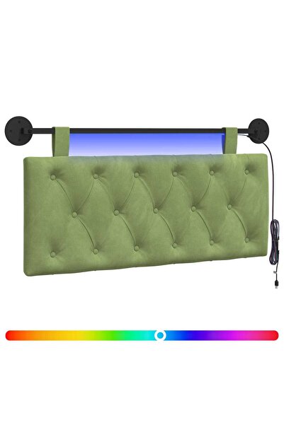 vidaxl Tăblie de pat suspendată Cu lumină LED Verde deschis Catifea