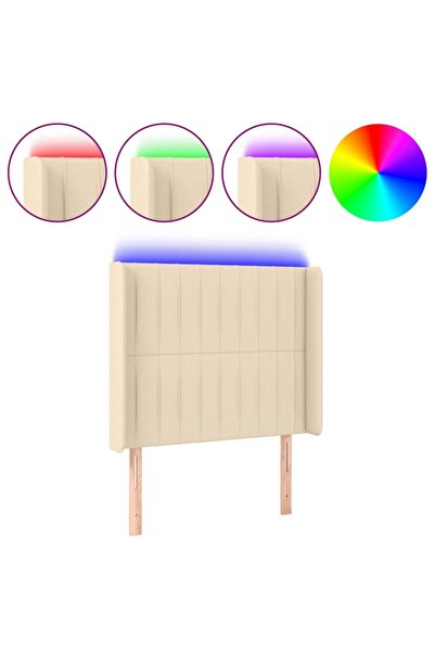 vidaxl Tăblie de pat cu LED, crem, 103x16x118/128 cm, textil