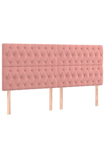 vidaxl Tăblie de pat roz 180x7x118/128 cm catifea