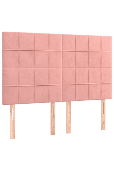 vidaxl Tăblie de pat roz 144x5x118/128 cm catifea