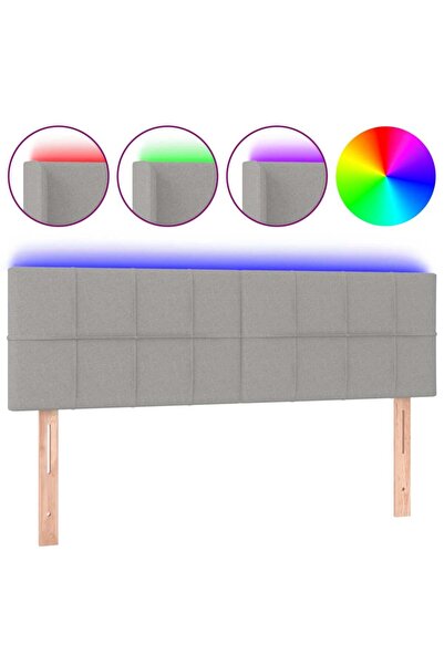 vidaxl Tăblie de pat cu LED, gri deschis, 144x5x78/88 cm, textil