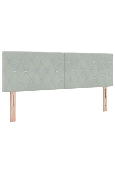 vidaxl Tăblie LED cu benzi LED cu headboard Gri deschis 144 cm Catifea
