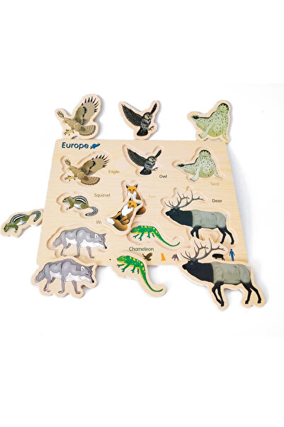 FamousKids Παζλ Montessori Animale Continentul Europa