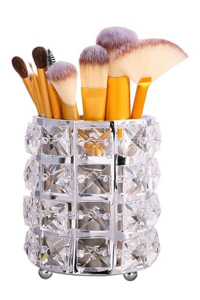 Arabest Desktop Organizer,Crystal Makeup Brush Holder,Silver Bling,Personaliz...