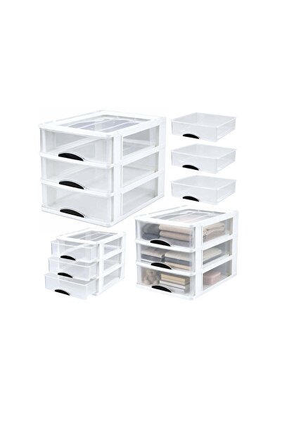 LEAN Organizator multifuncțional cu 3 sertare, alb, 30858