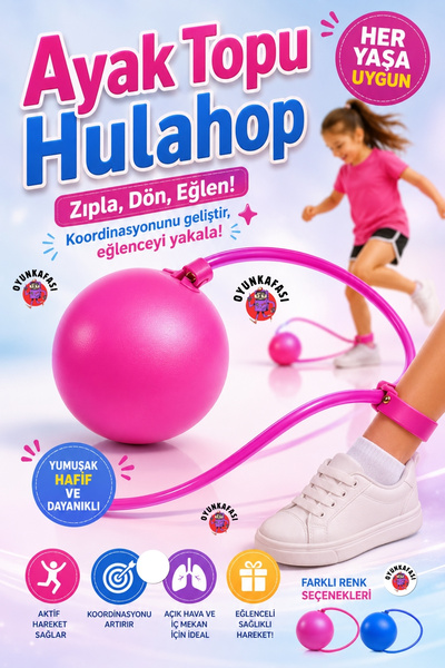 OYUNKAFASI Ayak Topu Hulahop Çocuk Oyuncağı – Zıpla Döndür Eğlen – Koordinasy...