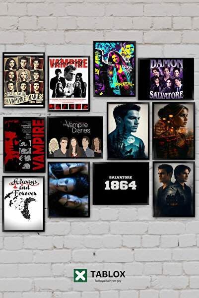 TABLOX 12 Parça The Vampire Diaries Vampir Günlükleri Dizi Mystic Falls Dekor...