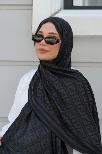 diorel F Pattern Premium Shawl-Black