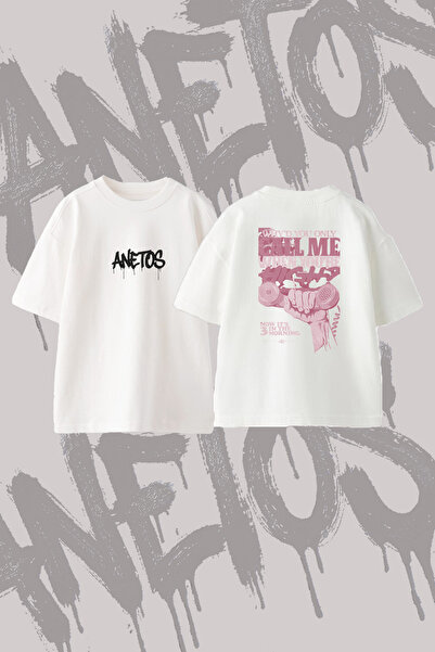 Anetos Why D You Call Design Back-Printed Cotton White Oversize T-Shirt