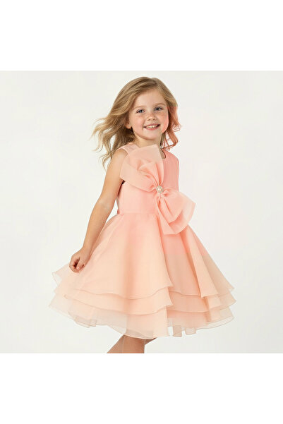 Juniors Round Neck Sleeveless Dress with Bow Accent