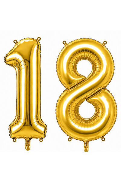 Dizayn Parti Evi 18 Rakam Folyo Balon 76 cm (34 İnç) Gold Gümüş Siyah RoseGol...