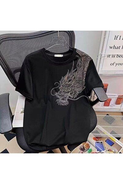 bellanova Unisex πολύχρωμο μπλουζάκι με στάμπα Oversize Streetwear Άνετη εφαρ...
