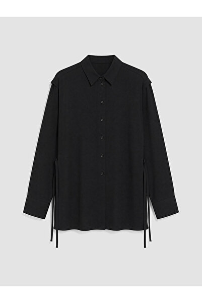 LC Waikiki Lcw Modest Black Women's Shirt Tunic with Side Laces
