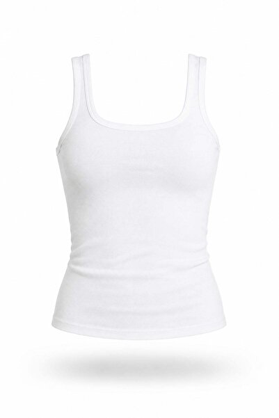 5in1Canpolat Tricou ecru cu decolteu în U 16845