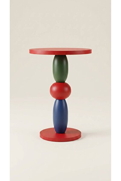 THRYNN Bubble Ahşap Yan Sehpa 55cm Kırmızı Yeşil Mavi Renkli Modern Tasarım D...