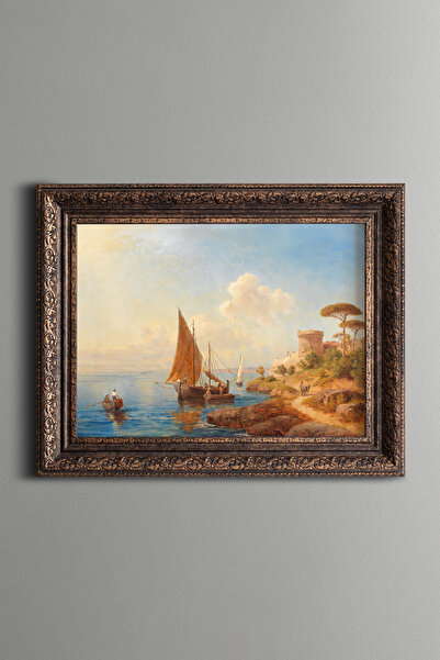 epiqart Sailboats by the Sea - Vintage Patterned Painting - Thick Model