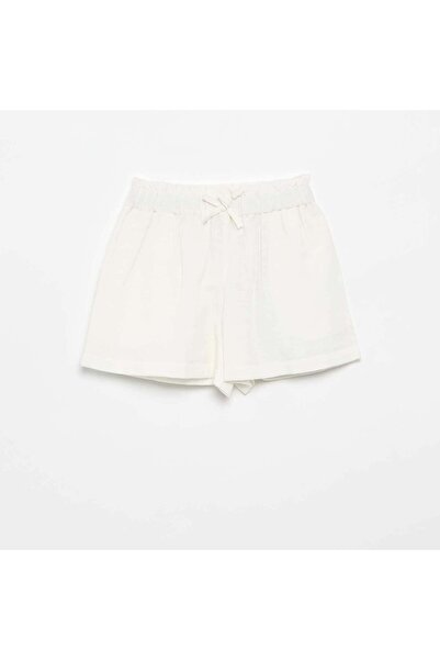 KIABI Solid shorts with decorative bow WHITE