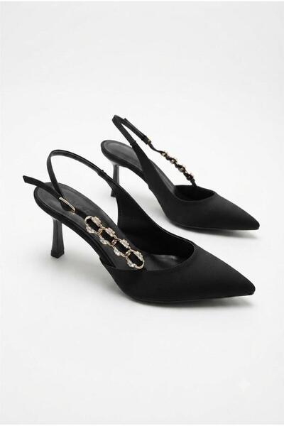 fort 129-2704 Satin Stone Buckle Detailed 7 cm Heel Height Comfortable Women'...