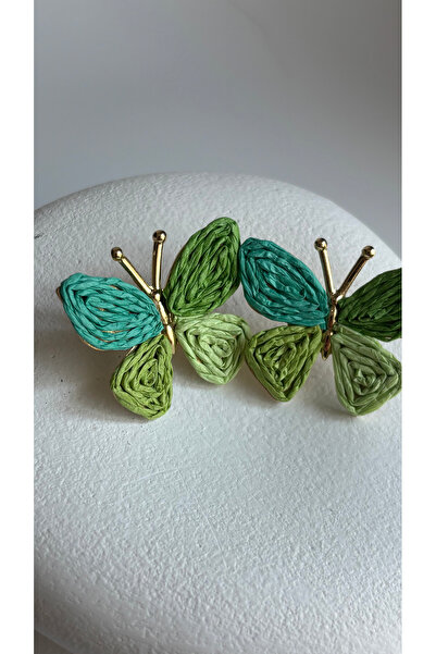 BHR AKSESUAR Colorful Butterfly Straw Earrings (3.5 cm)