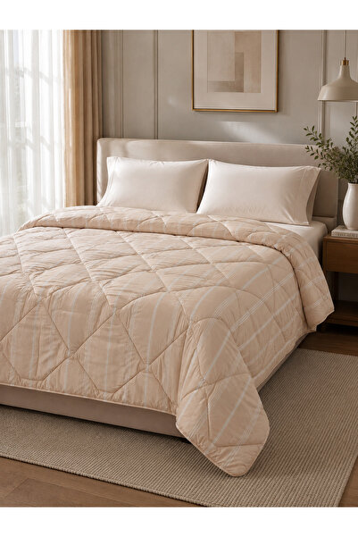 Nilyso Home لحاف مخطط من الألياف الدقيقة مقاس 155x215 سم - لحاف خفيف الوزن، ناعم الملمس، مناسب للاستخدام في جميع الفصول.