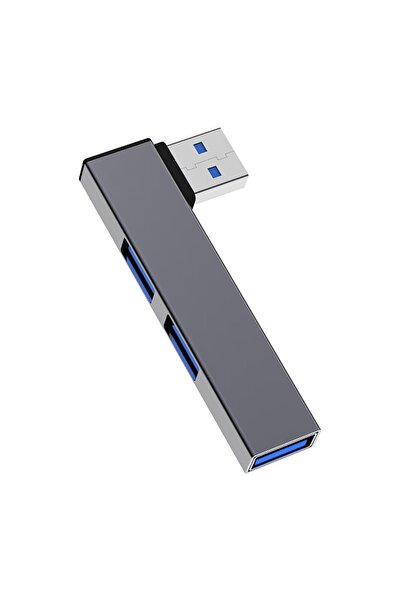 Choice محول USB رمادي اللون بزاوية 90 درجة من النوع C مع 4 منافذ لنقل البيانا...