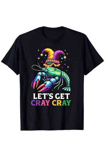01THEONE Men's Women's Funny Crayfish T-Shirt Let's Get Cray Graphic Tee Mard...