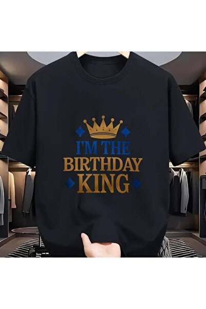 01THEONE Men'S T-Shirt- I'm The Birthday King Graphic Tee Shirt for Men