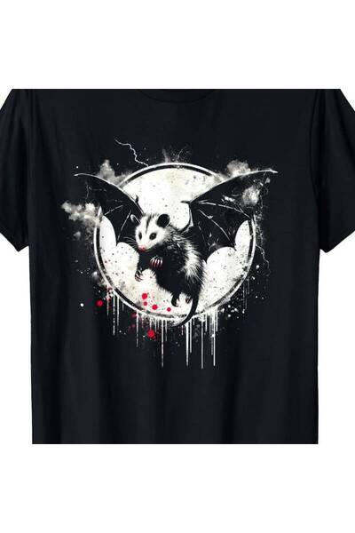 KYMC07 OpossumBatFunnyCutePossumBatHalloweenLoverTShirt CrewNeck, MediumStret...