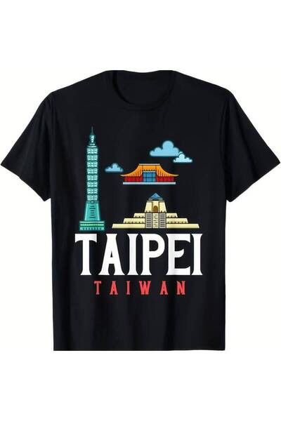 01THEONE Men' Taipei 101 Tower T-Shirt - Soft Breathable 100% Cotton Oversize...