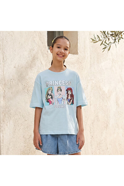 Disney Crew Neck Short Sleeves T-shirt with Princess Squad Print
