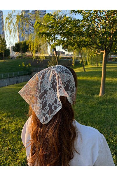 ToffyStore Lace Rose Detailed Triangle Bandana