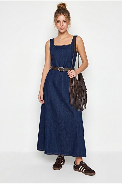 Hiccup LUCCI Rochie Maxi Din Denim Cu Curea