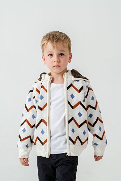 Babyhola Boy's Removable Hooded Inside Velsoft Winter Knitwear Thick Cardigan...