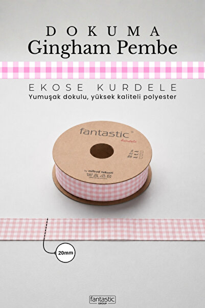 FANTASTIC Pötikare Panglică țesută în carouri Gingham 20mm 10 Metri